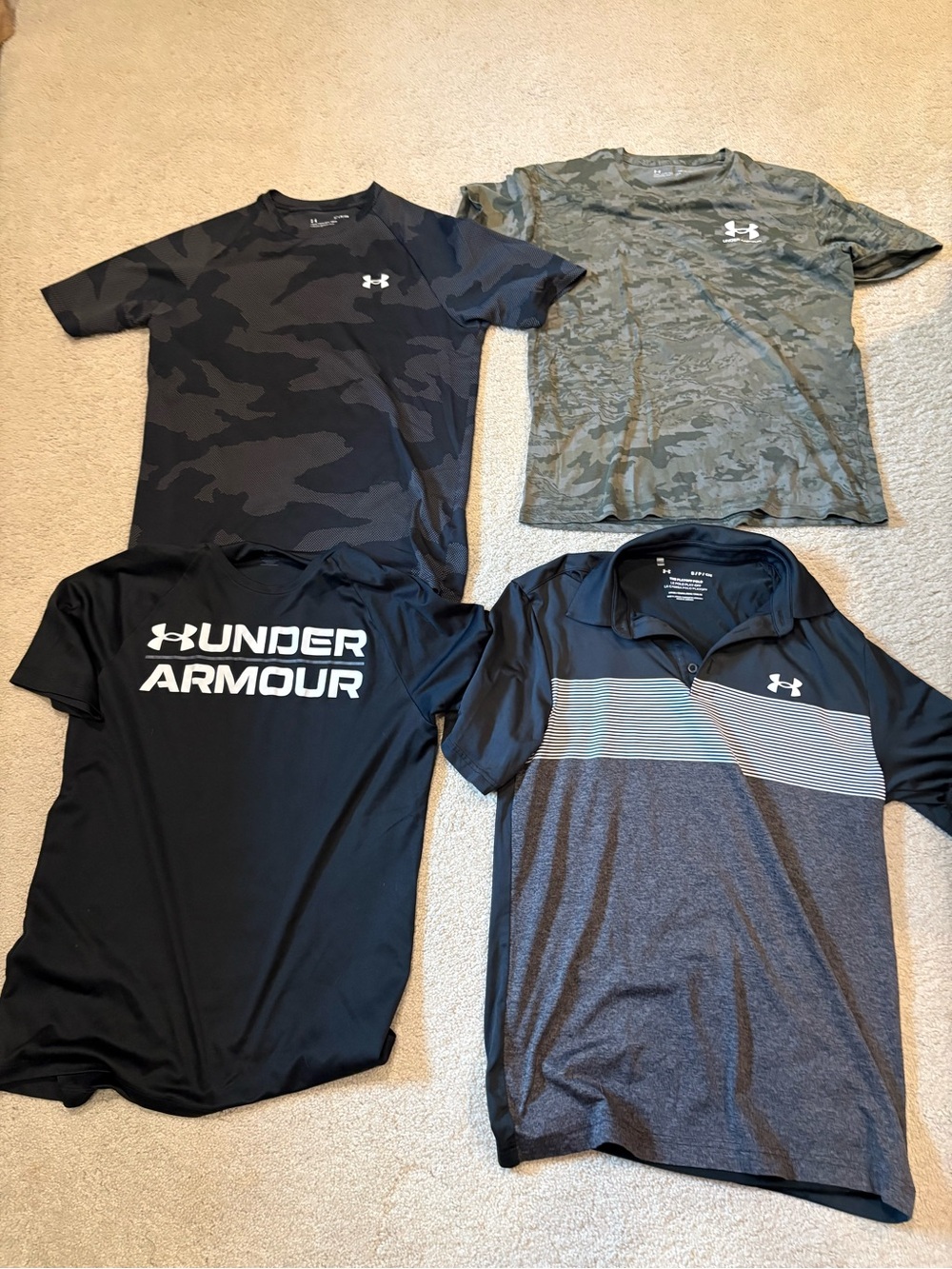 Under Armour Black & Olive Camo Performance Tee & Polo Bundle
